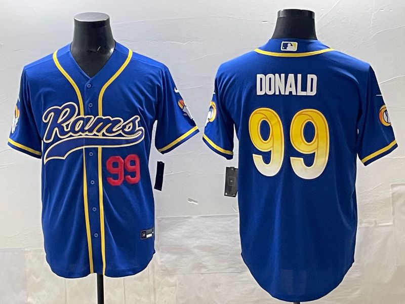 Men 2025 Los Angeles Rams 99 Donald Blue Second generation joint name Nike Limited NFL Jersey style 02